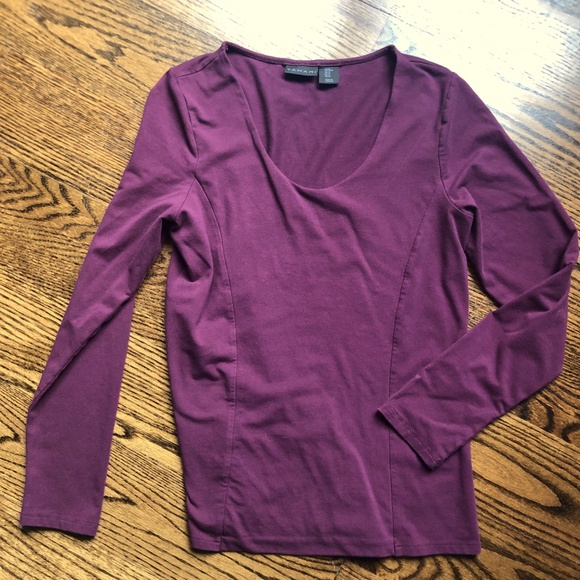 Like New Tahari Stretchy Fitted Top, Plum, M - Picture 3 of 4